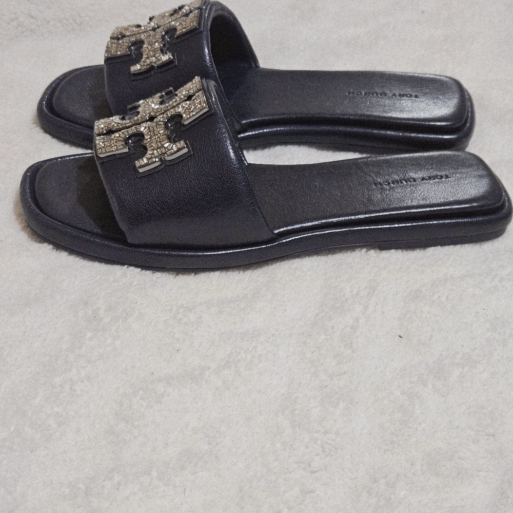 Tory Burch Dark Blue Sandals with Silver Details - Picture 2 of 8